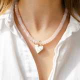 Heartbreaker Necklace - Hammered Heart and Gemstone Necklace