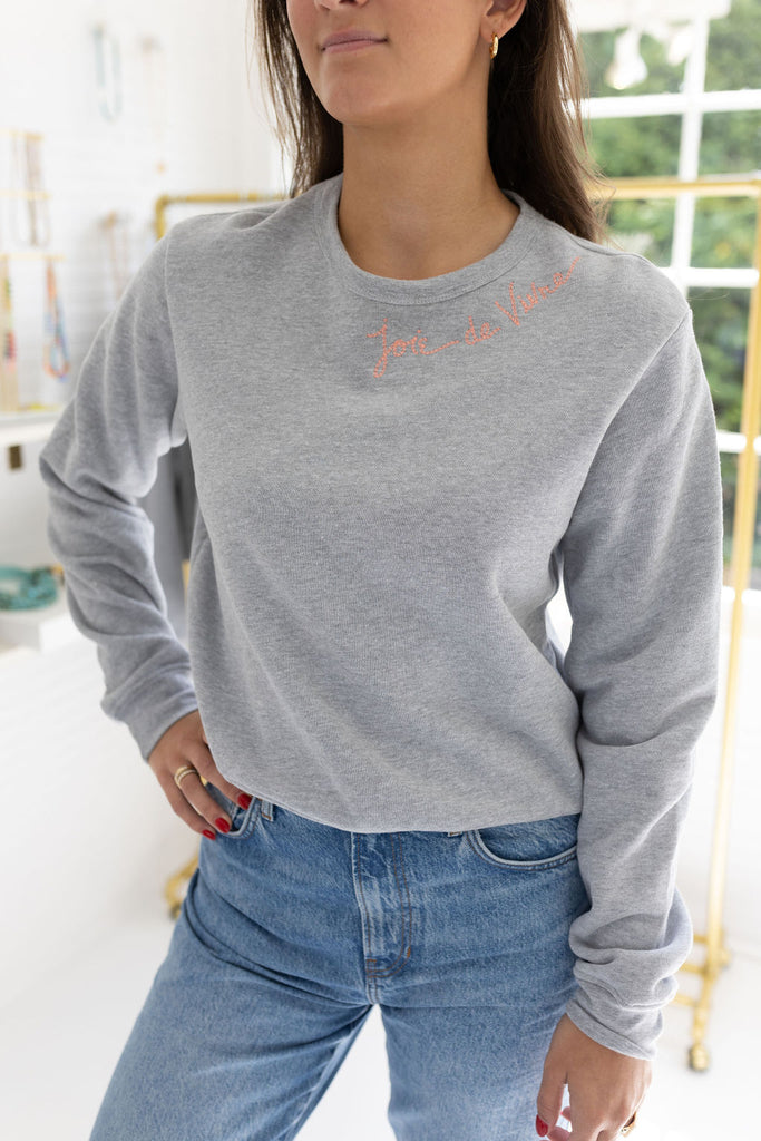 Embroidered Joie de Vivre Sweatshirt Erin McDermott Jewelry