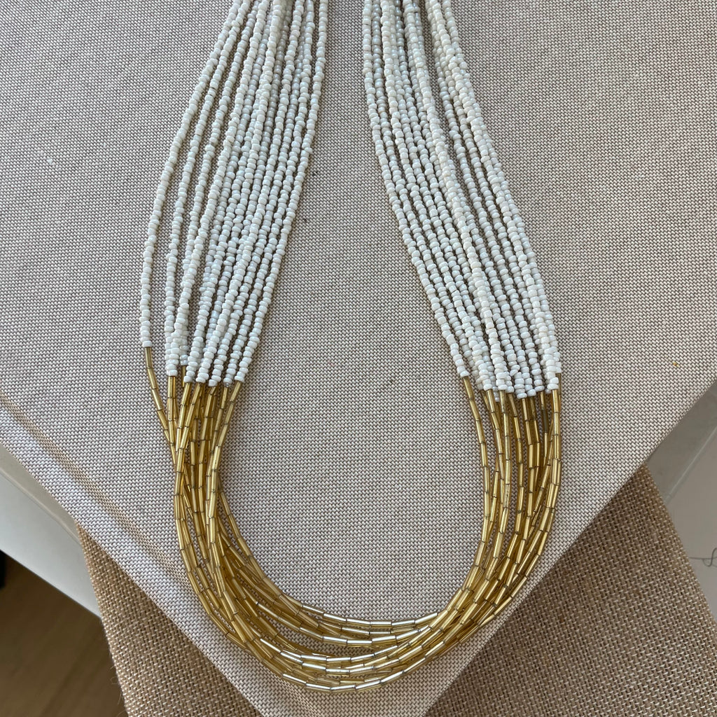 Gold and White Multi-Strand Necklace