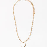 Gold and White Heart Necklace