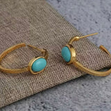 Turquoise Oval Mini Hoops