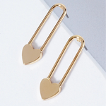 Gold Paperclip Earrings with a heart.