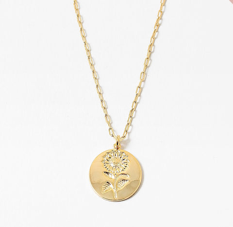Etched Flower Necklace