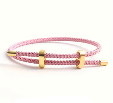 Pink Cord and Copper Bracelet