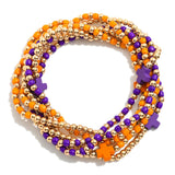 Purple and Orange College/Sports/School Bracelet Bundle