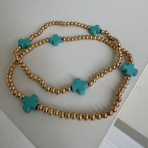 Turquoise and Gold bracelets (set of 2)