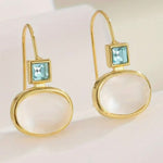 Picture of opaque oval beads topped with clear blue square diamonds.