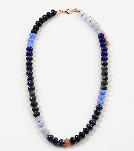 Dark blue, black and light blue bead necklace