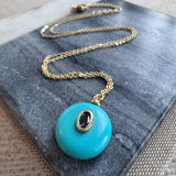 Electric Blue Turquoise with Violet Stone Necklace