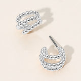 Silver Textured Hoops
