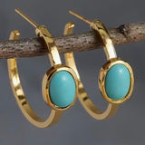 Turquoise Oval Mini Hoops