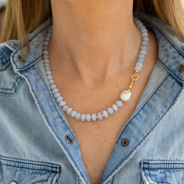 Stone and Pearl Sky Necklace