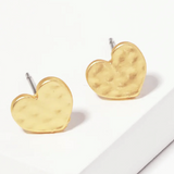 With Love Hammered Gold Heart Earrings
