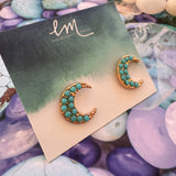 Crescent Moon Turquoise Studs
