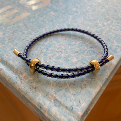 Blue & Gold Nylon Slide Bracelet