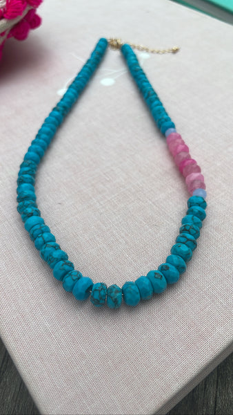 Mosaic Tile Gemstone Necklace