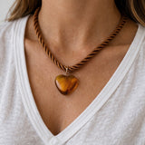 Sun-Warmed Amber Heart Necklace