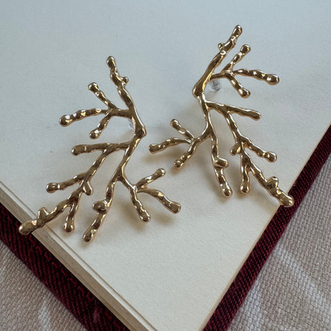 Gold Coral Studs