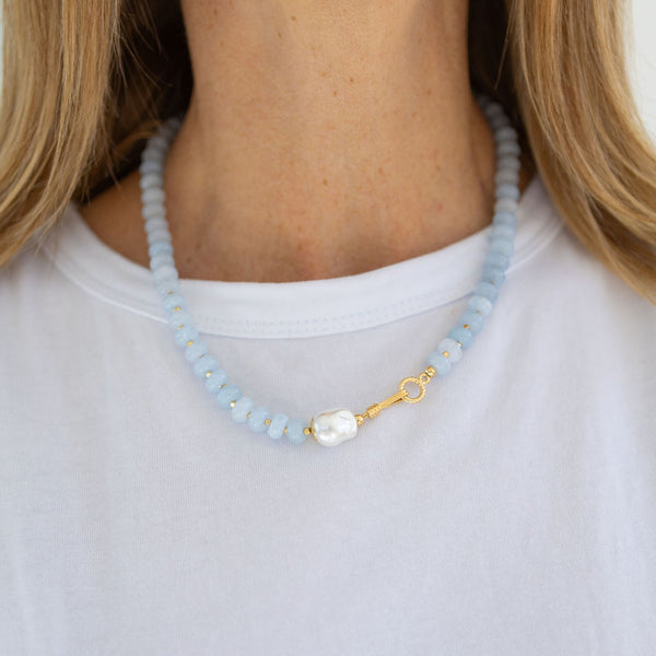 Stone and Pearl Sky Necklace