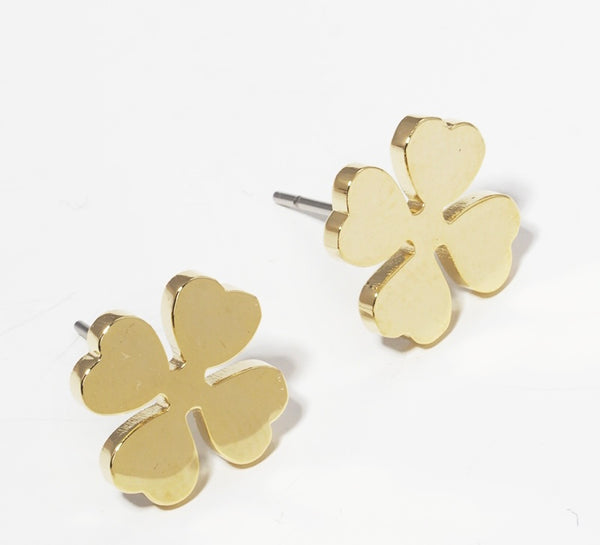 Four Leaf Clover Gold Studs