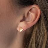 Three gold star stud on an ear