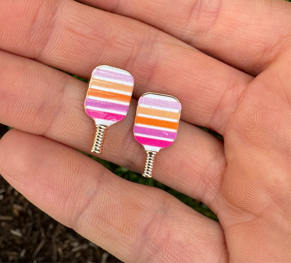 Sunset Stripe Pickleball Studs