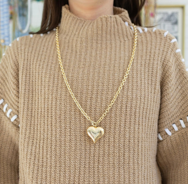 Long Puffy Heart Necklace