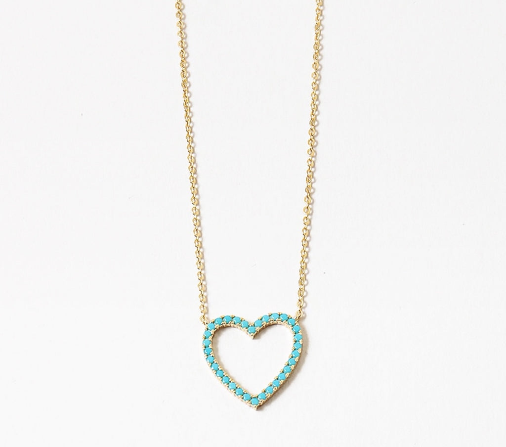 Turquoise Heart and Gold Necklace