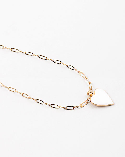 Gold and White Heart Necklace