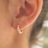 Gold and Pearl Minis Hoops