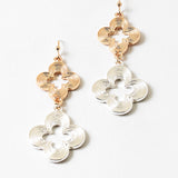 Mixed Metal Clover Earrings