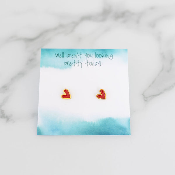 Red and Gold Heart Studs