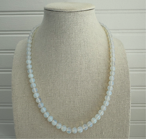 Picture of an opaque white bead necklace