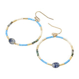 Blue Stone Beaded Hoops