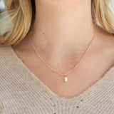 Barely Pink Stone Necklace with Pearl