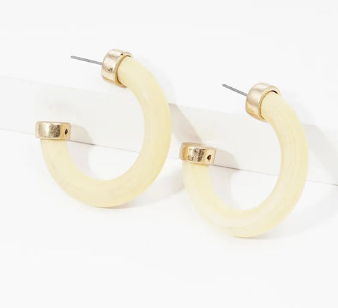 Cream Wood Earrings