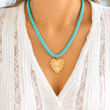 Silk Cord and Heart Necklace