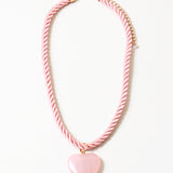Blush Pink Silk Cord and Heart Necklace