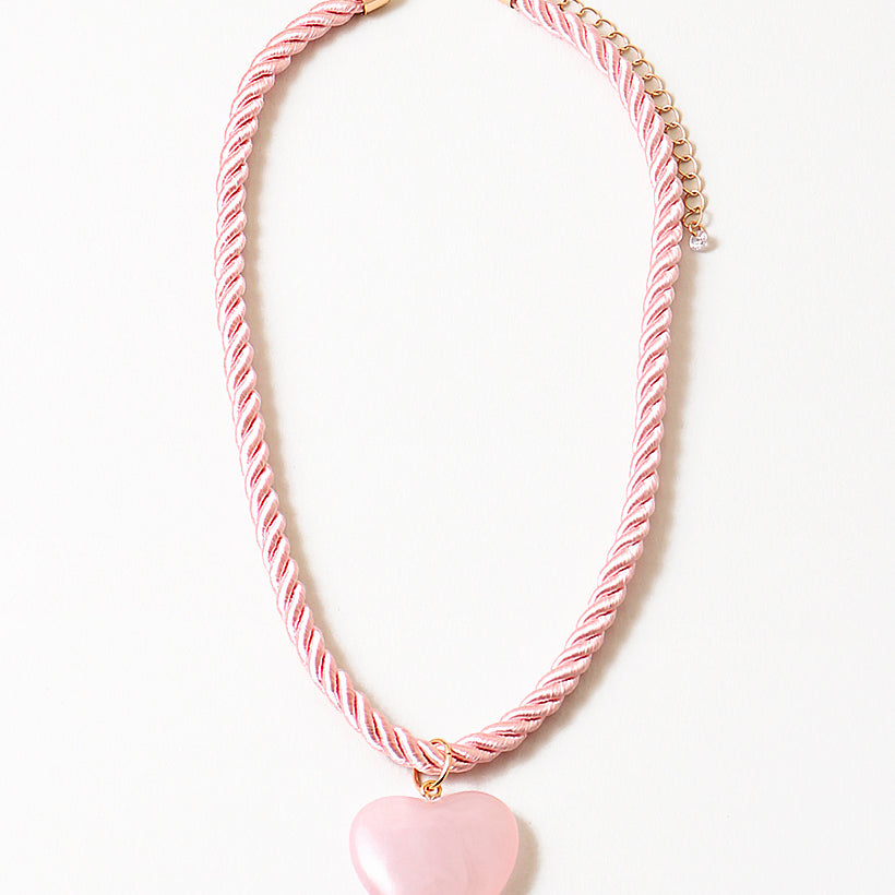 Silk Cord and Heart Necklace