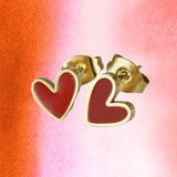 Red and Gold Heart Studs