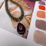 Olive and Orchid Silk Cord Necklace