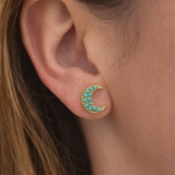 Crescent Moon Turquoise Studs