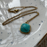 Turquoise Square Pendant Necklace