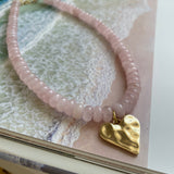 Heartbreaker Necklace - Hammered Heart and Gemstone Necklace