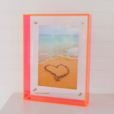 Sandy Heart in Pink Acrylic Frame