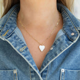 Gold and White Heart Necklace