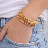 Gold wire and multi gold bar bracelet