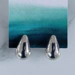 Picture of silver tear drop earrings.