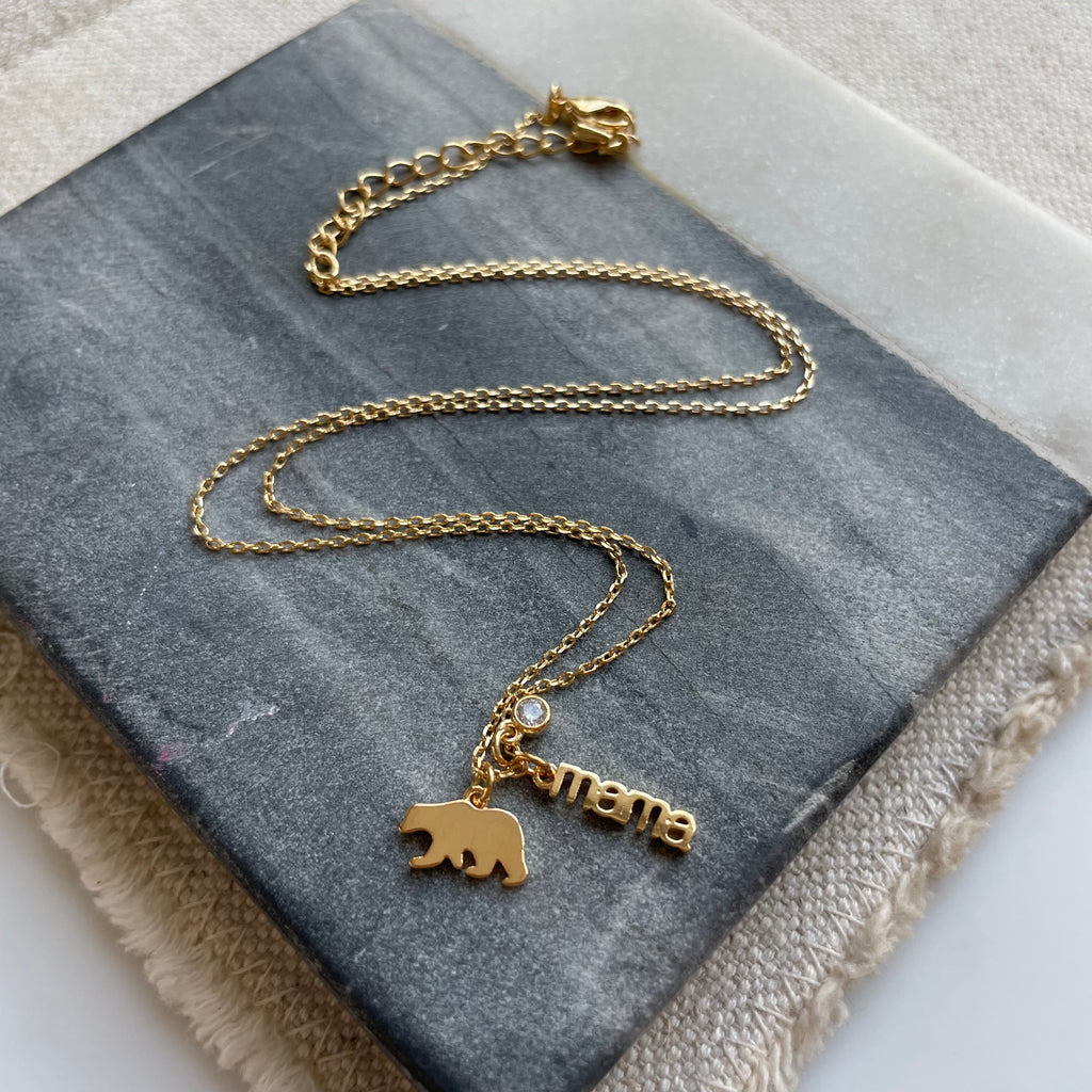 Mama bear necklace shop 14k gold