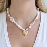 Rosewater Dream Scarf Necklace with Heart